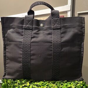 Authentic Hermes Yale Line MM Tote Bag Grey color Canvas